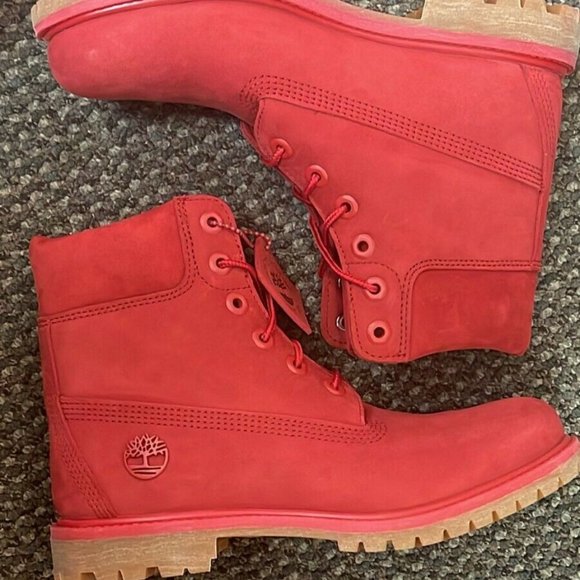 Timberland Shoes | Timberland Womens Ruby Red Limited 6 inch Premium Leather Waterproof Boots A1jgj | Color: Red | Size: 8.5 | Sh0edoctor's Closet